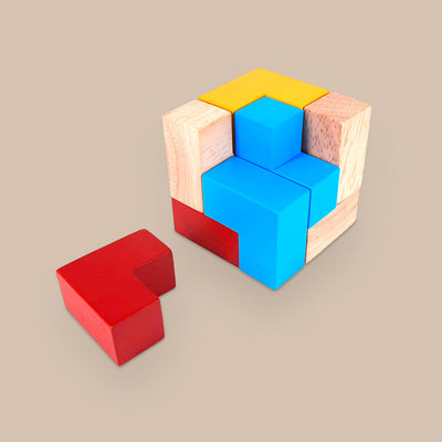 Colourful Wooden Puzzle Cube With 9 L-Shaped Blocks (4+ Years) - toy truth