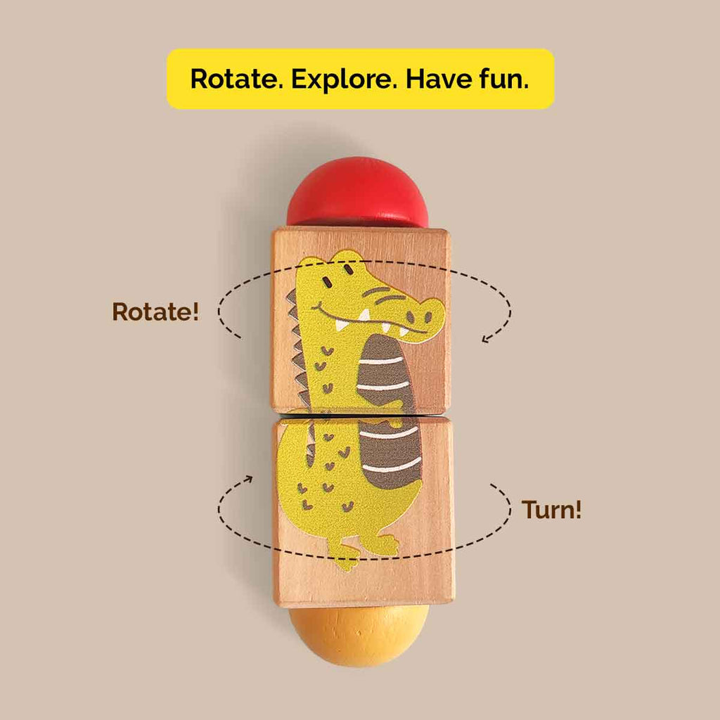 Animal Themed Wooden Rotate & Turn Puzzle - toy truth
