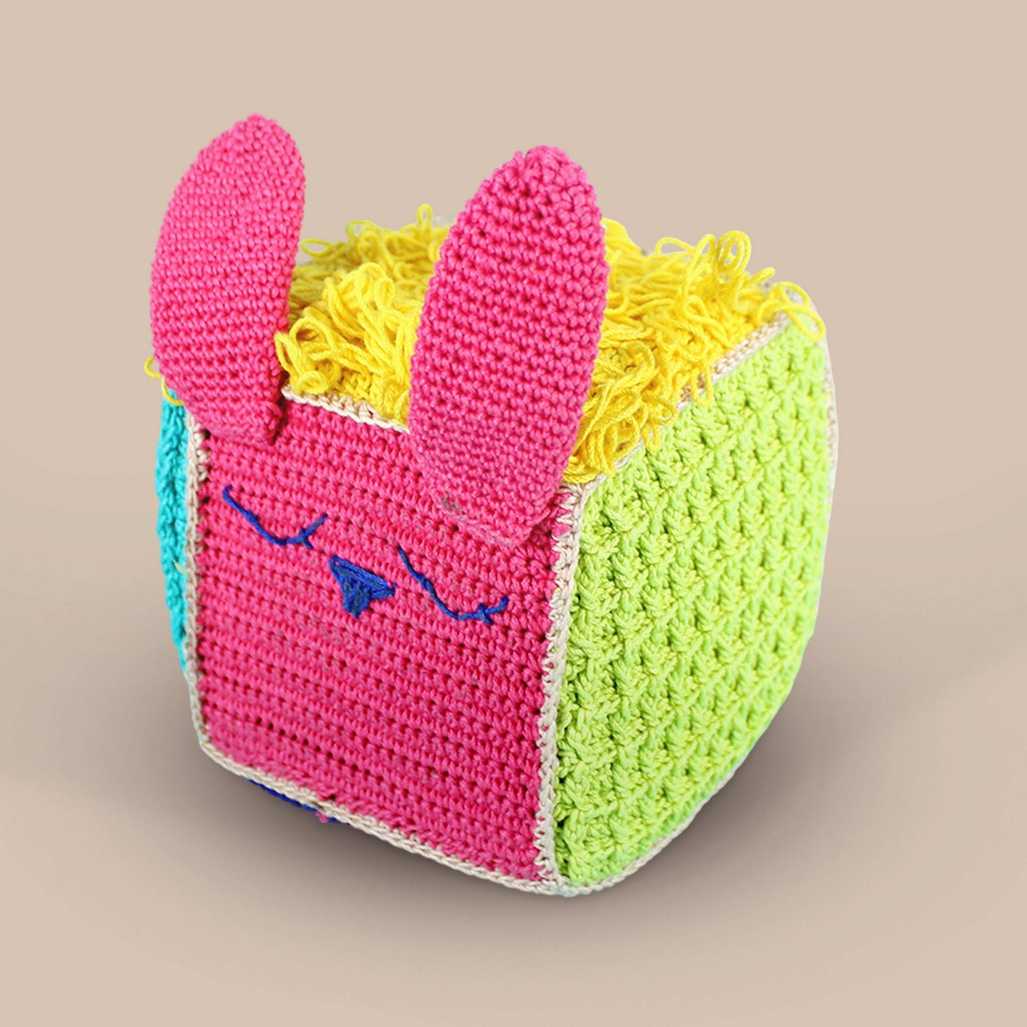 Crochet Sensory Cube with Rattle For Babies - toy truth