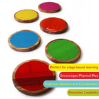 Colourful Wooden Stepping Discs - toy truth