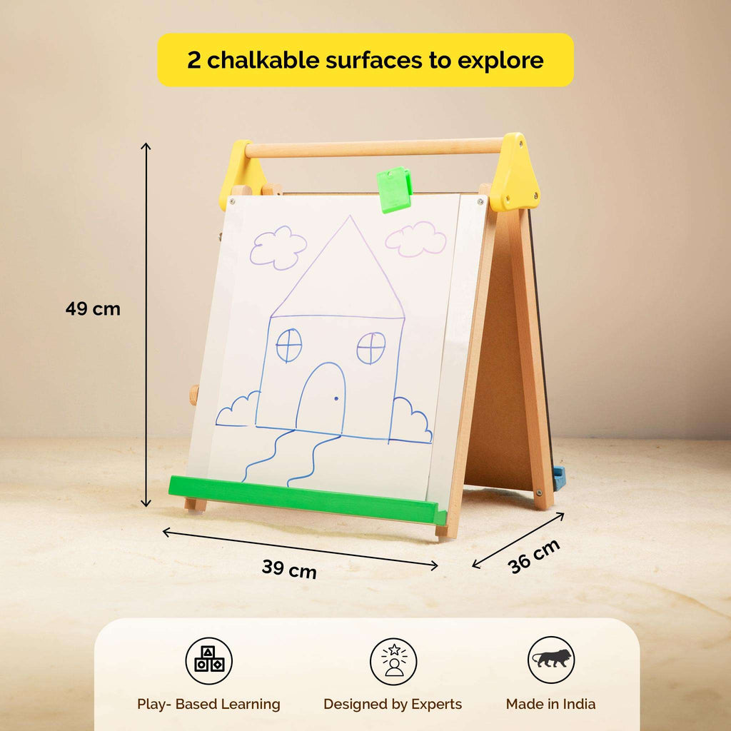 Adjustable Wooden 3-In-1 Table - toy truth
