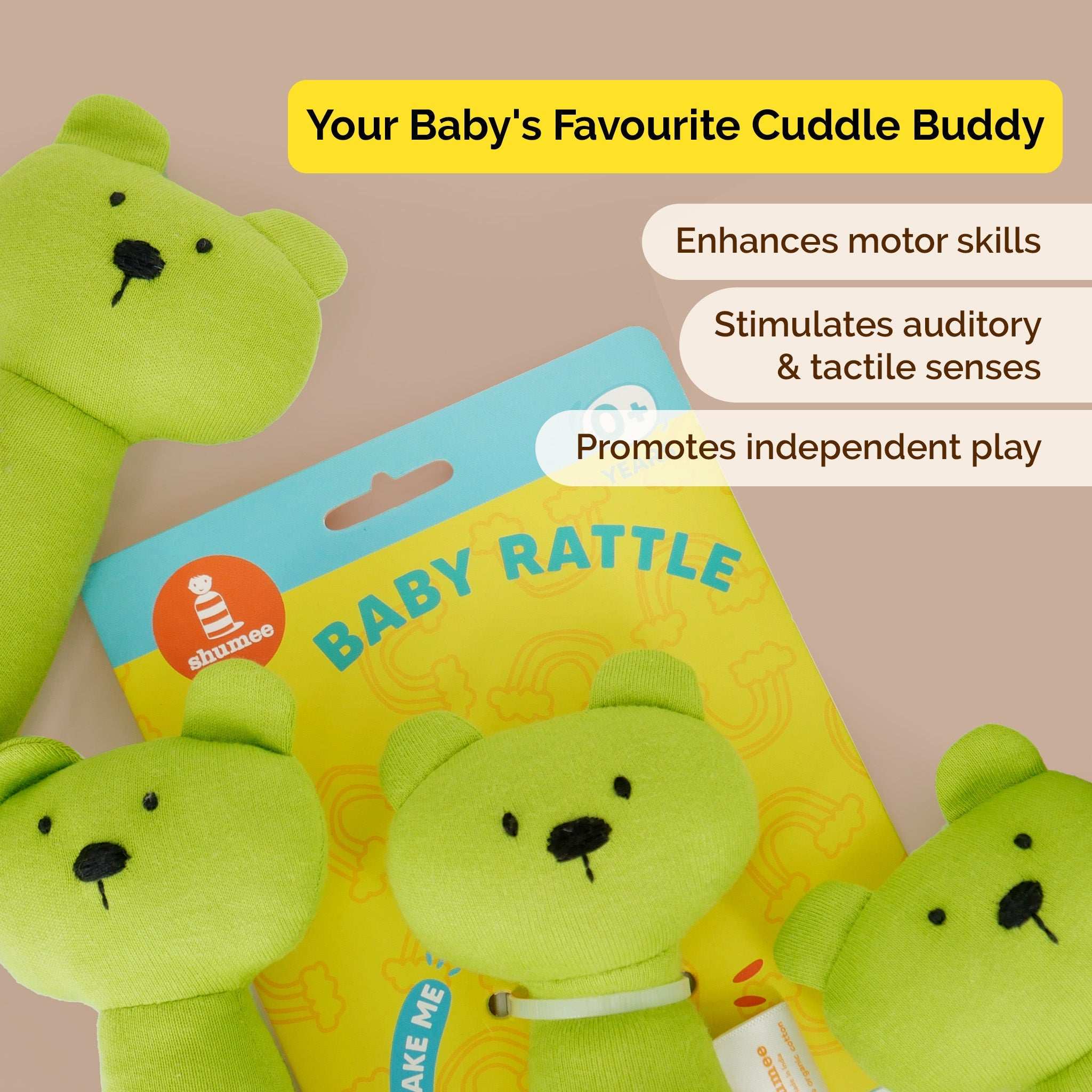 Bear Plush Rattle - toy truth