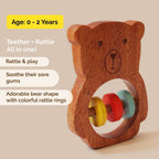 Bozo the Bear Wooden Rattle Toy for Babies (0 Months +) - toy truth