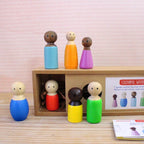 Piece Set of Wooden Diverse Peg Dolls - toy truth
