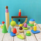 Piece Wooden Pretend Play Set with Peg Dolls - toy truth