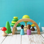 Piece Wooden Pretend Play Set with Peg Dolls - toy truth