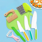 Plastic Knife Set with Toddler Knife, Peeler, Cookie Cutter, and Cutting Board - toy truth