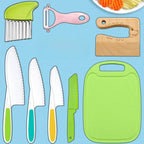 Plastic Knife Set with Toddler Knife, Peeler, Cookie Cutter, and Cutting Board - toy truth