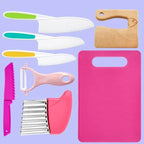 Plastic Knife Set with Toddler Knife, Peeler, Cookie Cutter, and Cutting Board - toy truth
